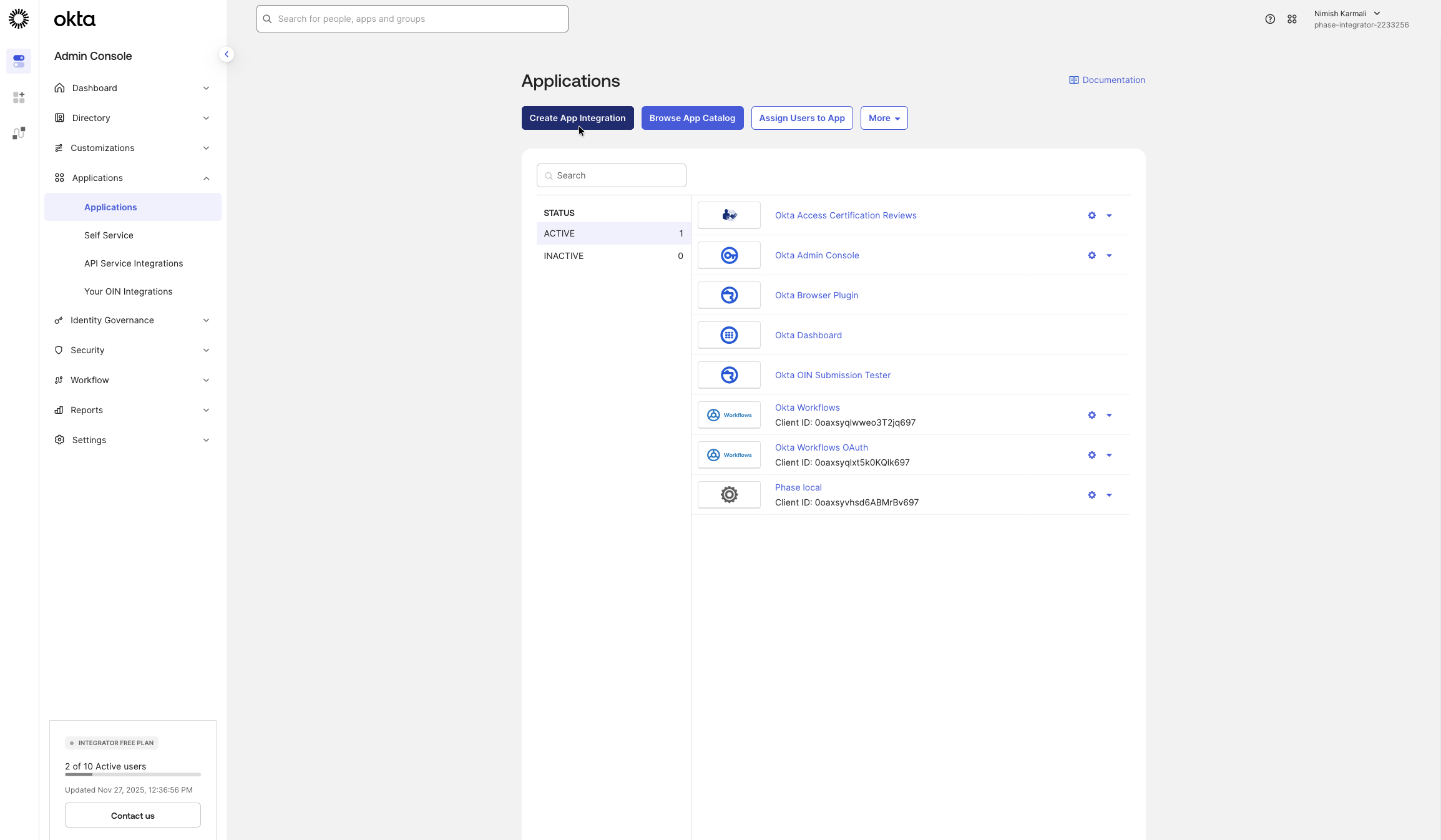 Create App Integration