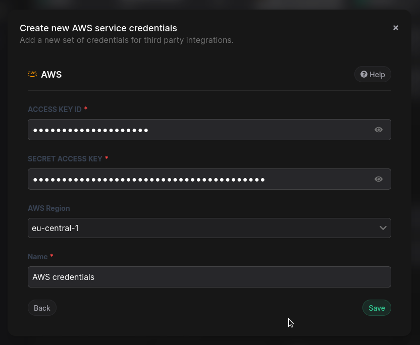 Input AWS credentials